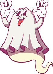 Retro groowy ghost halloween mascot