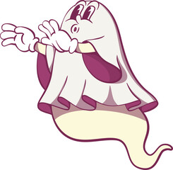 Retro groowy ghost halloween mascot