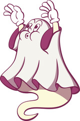 Retro groowy ghost halloween mascot