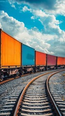 Fototapeta premium Freight Train Hauling Cargo Containers