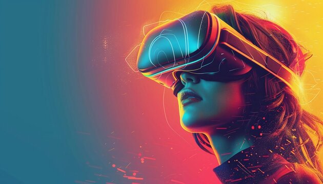 Design a poster highlighting the use of VR for immersive language learning experiences