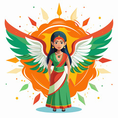 A indian girl faceless front view full portrait 3D pencil sketch on Indian Independence Day. In this stunning and high-quality photograph, the subject is a girl faceless full portrait thumbnail sketch