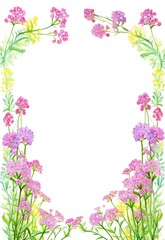 Watercolor verbena summer Frame, floral border