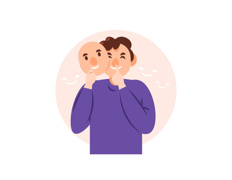 cunning man illustration concept. hypocritical human. two-faced man. manipulative person. has evil intentions behind the good. character illustration concept design. graphic elements