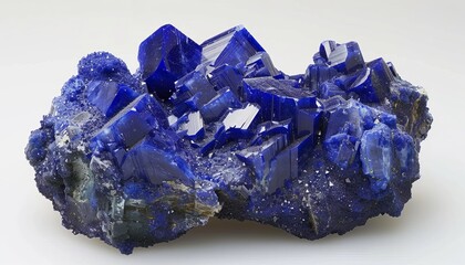 Blue rough Azurite mineral stones texture closeup