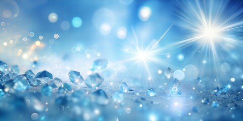 Naklejka premium Crystal Light Blur: A soft, light blue blurred background that mimics the effect of light passing through crystals. 