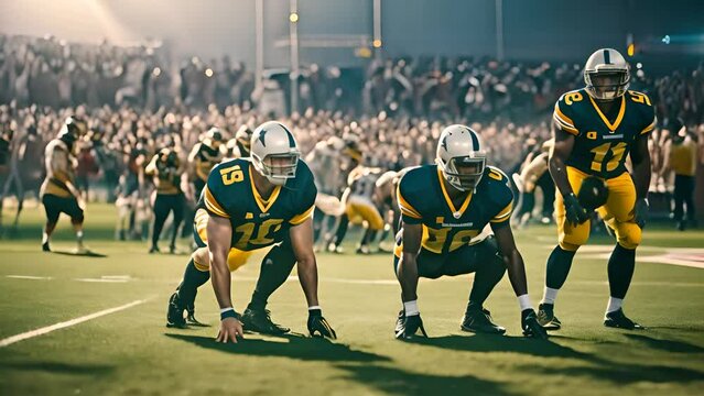 Football Players Standing on Top of Field Generative AI