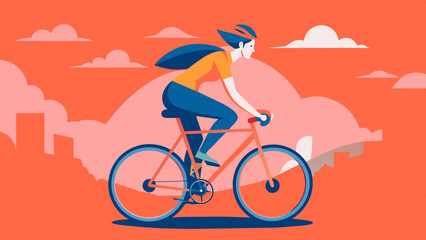Fototapeta premium Ciclista disfrutando de un paseo en bicicleta