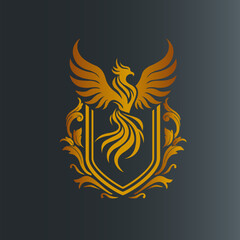 Naklejka premium Phoenix Shield Golden Logo EPS Vector Design