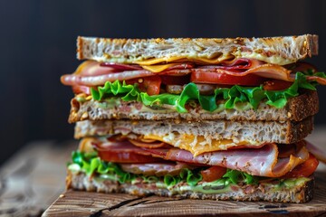 Delicious Sandwich with Crisp Bacon, Fresh Lettuce, and Tomato on Rustic Bread