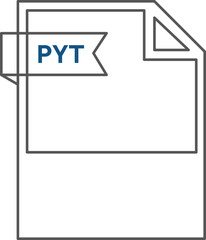 PYT File format icon  black outline and light color text