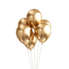 Gold balloons on white background