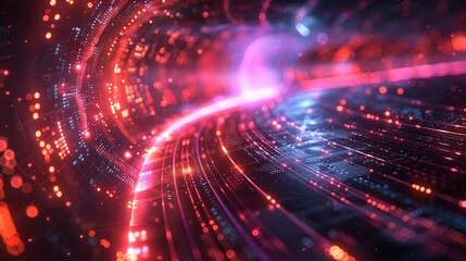 Fototapeta premium Visualization of quantum entanglement influencing AI algorithms, illustrating the interaction of quantum physics and artificial intelligence. Minimal and Simple style