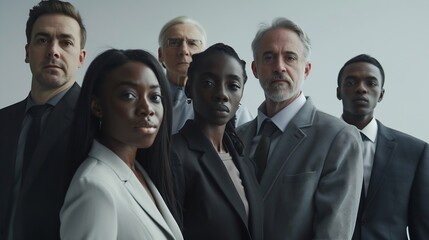Fototapeta premium Theyre ready to push towards success with tenacity and confidence Portrait of a group of businesspeople standing together in an office : Generative AI