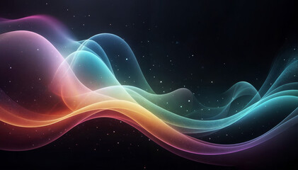 Fototapeta premium wave of transparent smoke with a rainbow multi-colored tint on a black background