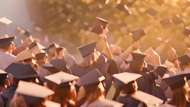 Graduates Throwing Caps in Celebration Generative AI