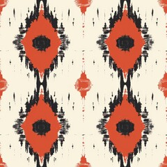 Traditional Ikat Seamless Pattern with Bold Ethnic Motifs

