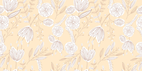 Lovely and Beautiful Spring Flowers Pattern for Fabric, Wallpaper, and More