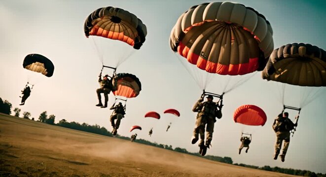 Many parachute soldiers.