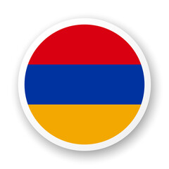 Armenia flag flat icon. Round vector element with shadow. Best for mobile apps, UI and web design.