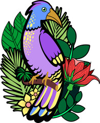 A colorful tropic bird vector illustration.