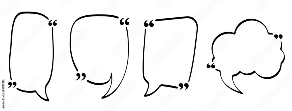 Poster minimalistic speech bubbles with quotation marks