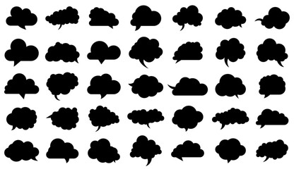 Black cloud speech bubbles collection