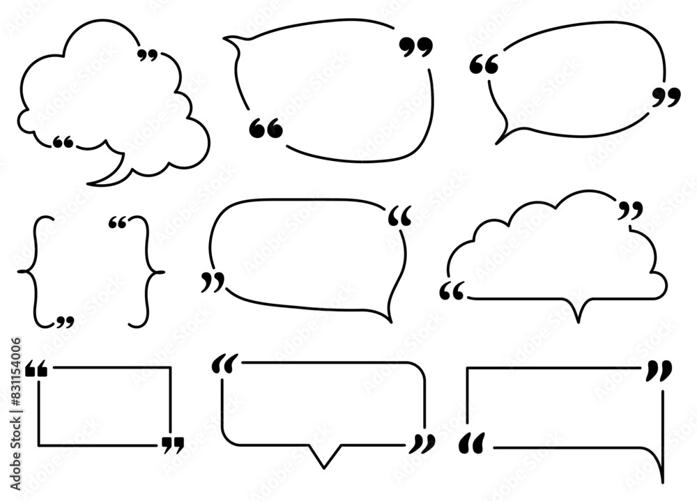 Poster elegant speech bubble collection with quotation marks