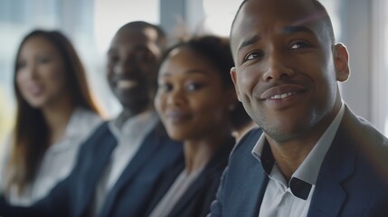 Fototapeta premium Success group of multiethnic entrepreneurs and business people achieving goals in corporate office : Generative AI