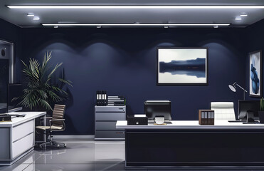 Office room interior design. Created with Ai 