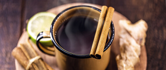 hot drink from the June festivities, called quentão and mulled wine, consumed at the june festivities,