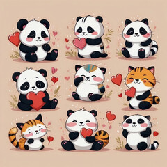 Obraz premium set of panda