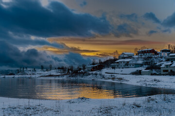 Narvik surroundings in the early evening light of the beginning of winter, Lofoten Islands, Norway