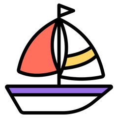 A flat design icon of canoe 

