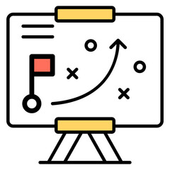 A flat design icon of sports strategic presentation 