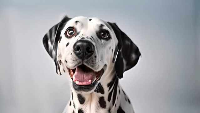 Black and White Dalmatian Dog With Mouth Open Generative AI