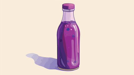 Bottle with purple food coloring on bright background