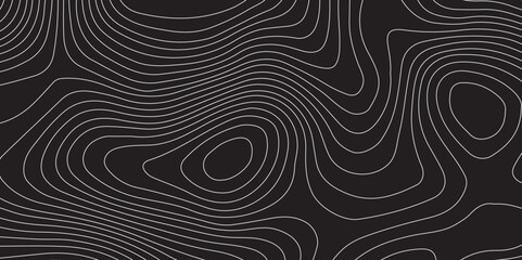 Fototapeta premium Abstract topography contour map background design .modern design with black background and white wave lines .geography contour map linear background vector illustration .