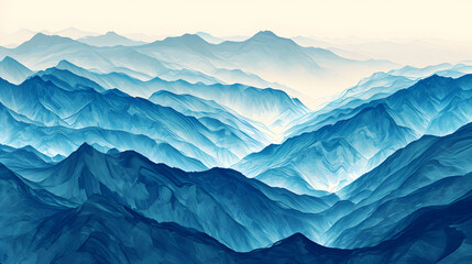 blue mountains landscape illustration abstract background decorative painting