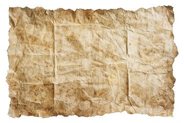 Fototapeta premium Old rough antique horizontal parchment paper texture background isolated on WHITE