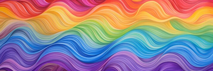 Fototapeta premium Abstract colorful waves with smooth, flowing layers creating a dynamic gradient effect, horizontal illustration Modern art, vibrant design, fluid motion, layered texture, psychedelic visuals
