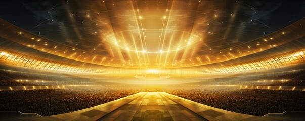 Golden Glow of the Futuristic Soccer Temple: A Surreal Symmetrical Masterpiece in Digital Art