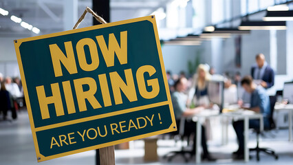 Now hiring Business, career and placement concept board 