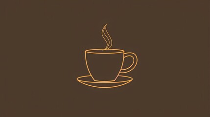 Obraz premium continuous line sketch of steaming coffee mug minimalist cafe logo design