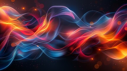 Fototapeta premium A dynamic, abstract background with glossy geometric shapes, colorful circles, and winding lines, evoking a sense of high-tech fluidity. Minimal and Simple style