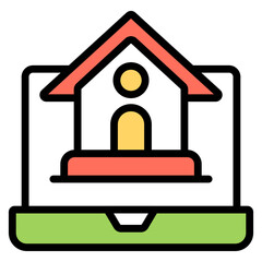 Conceptual flat design icon of real estate website

