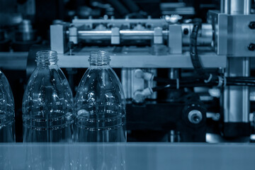 The drinking water bottle manufacturing process by blow mold machine.