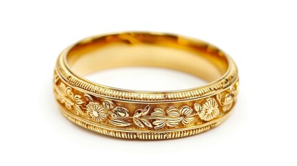 elegant golden wedding ring isolated on white background jewelry photography