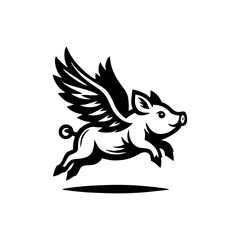 flying pig logo design, hog logo design