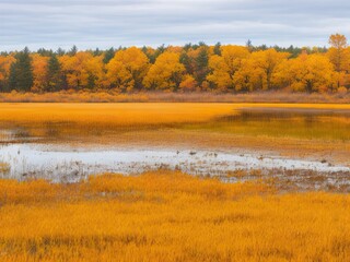 vista of a marshland in fall